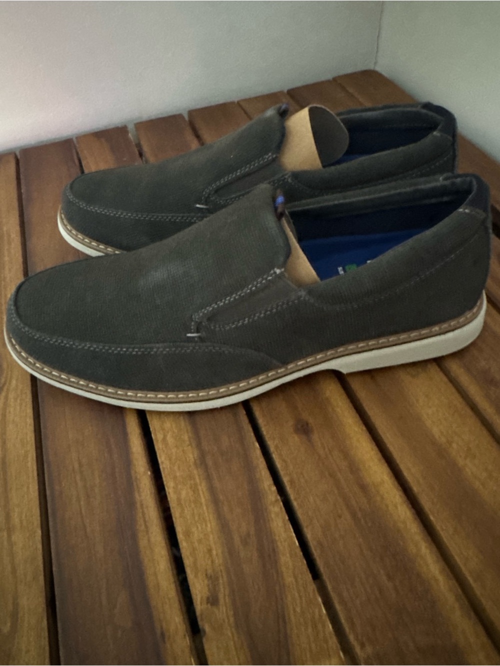 Nunn Bush Charcoal Canvas Slip-On Loafers for Men - Picture 3 of 5